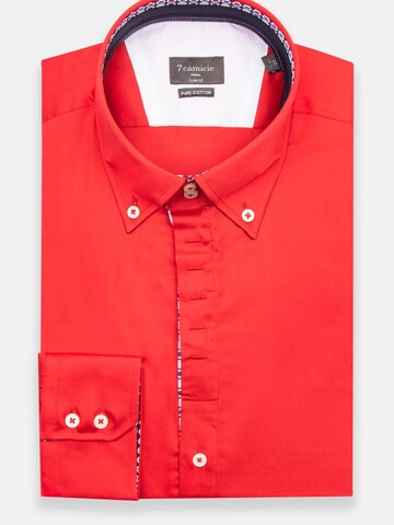 Camicia business 'Roma Satin Man Shirt Green' di 7Camicie in rosso: frontale