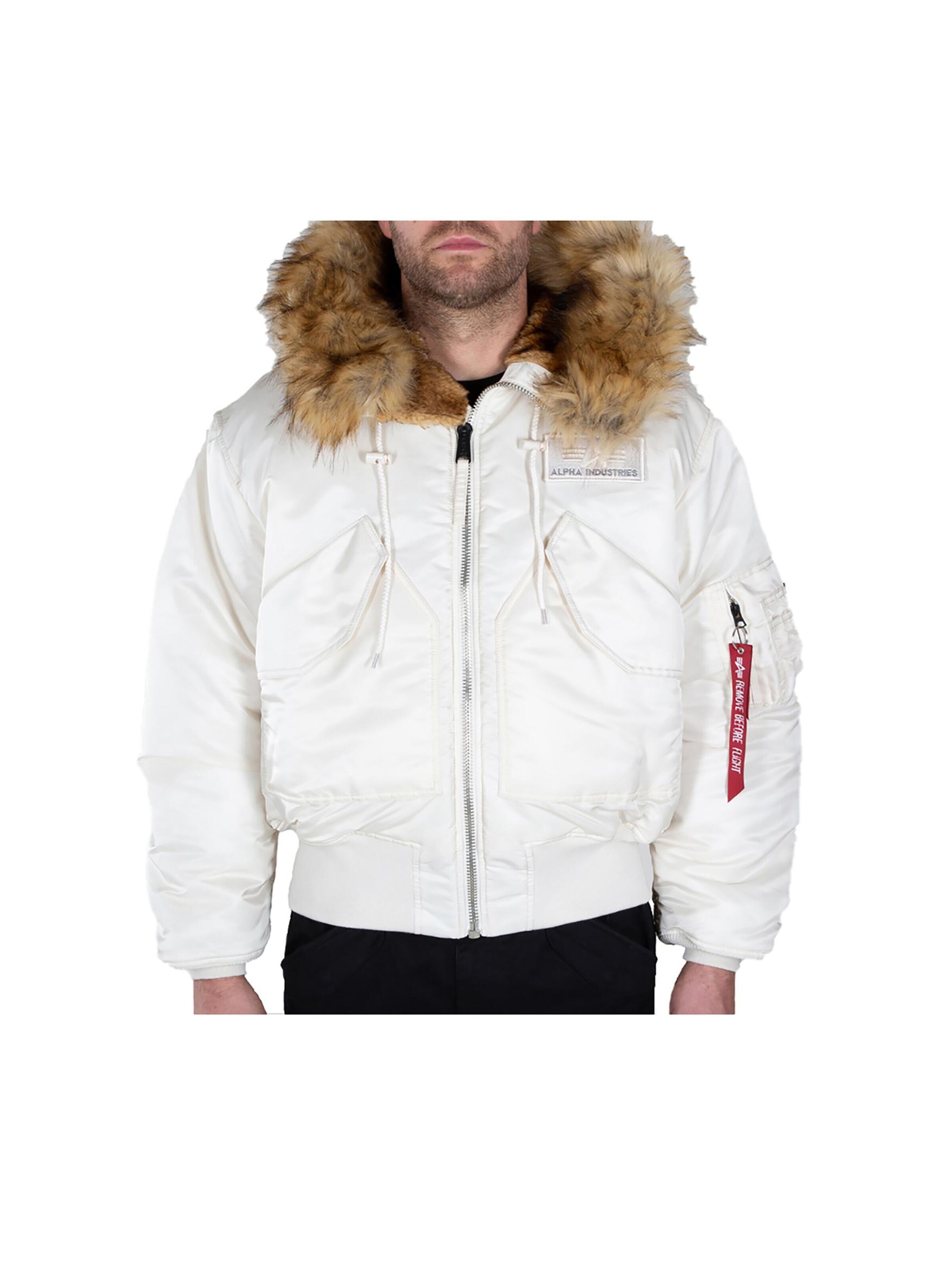 ALPHA INDUSTRIES Winter Jacket '45P Custom' in White: front