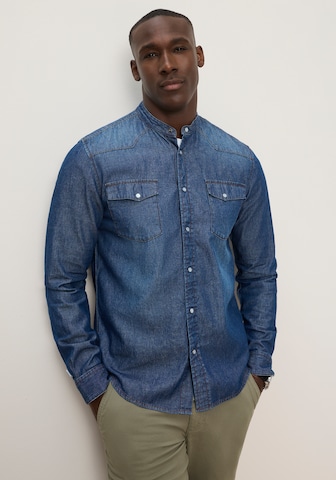 DELMAO Slim fit Button Up Shirt in Blue: front
