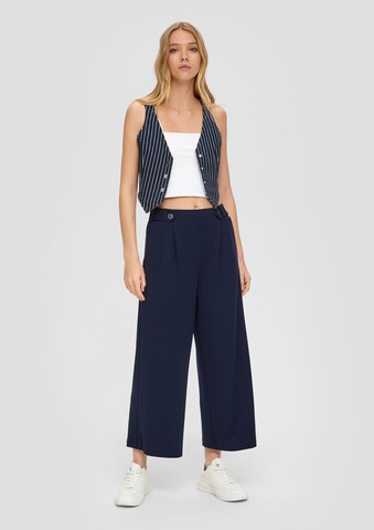 QS Wide leg Pleat-Front Pants in Blue