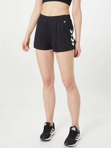 Hummel Regular Workout Pants in Black: front