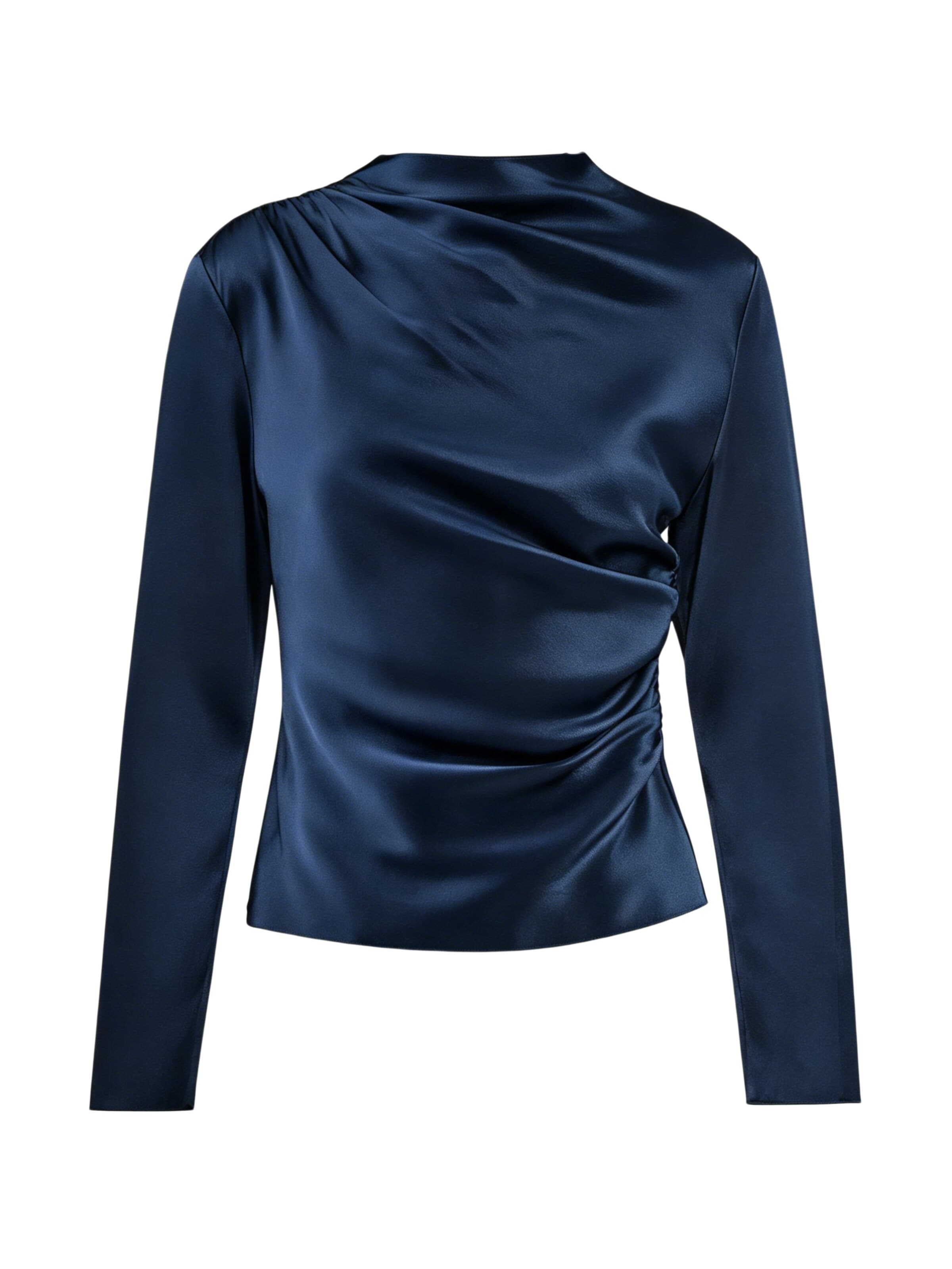 Lilysilk - Blusa 'Schräg-Gewellte Seide Bluse' en azul: frente