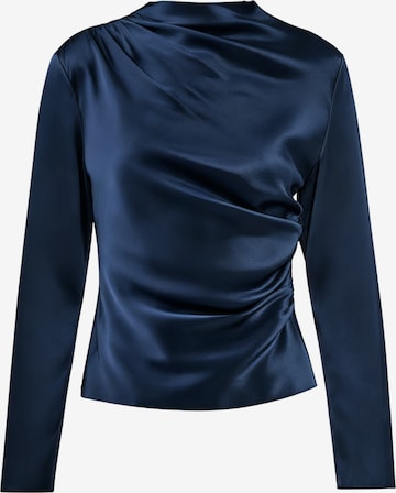 Lilysilk - Blusa 'Schräg-Gewellte Seide Bluse' en azul: frente