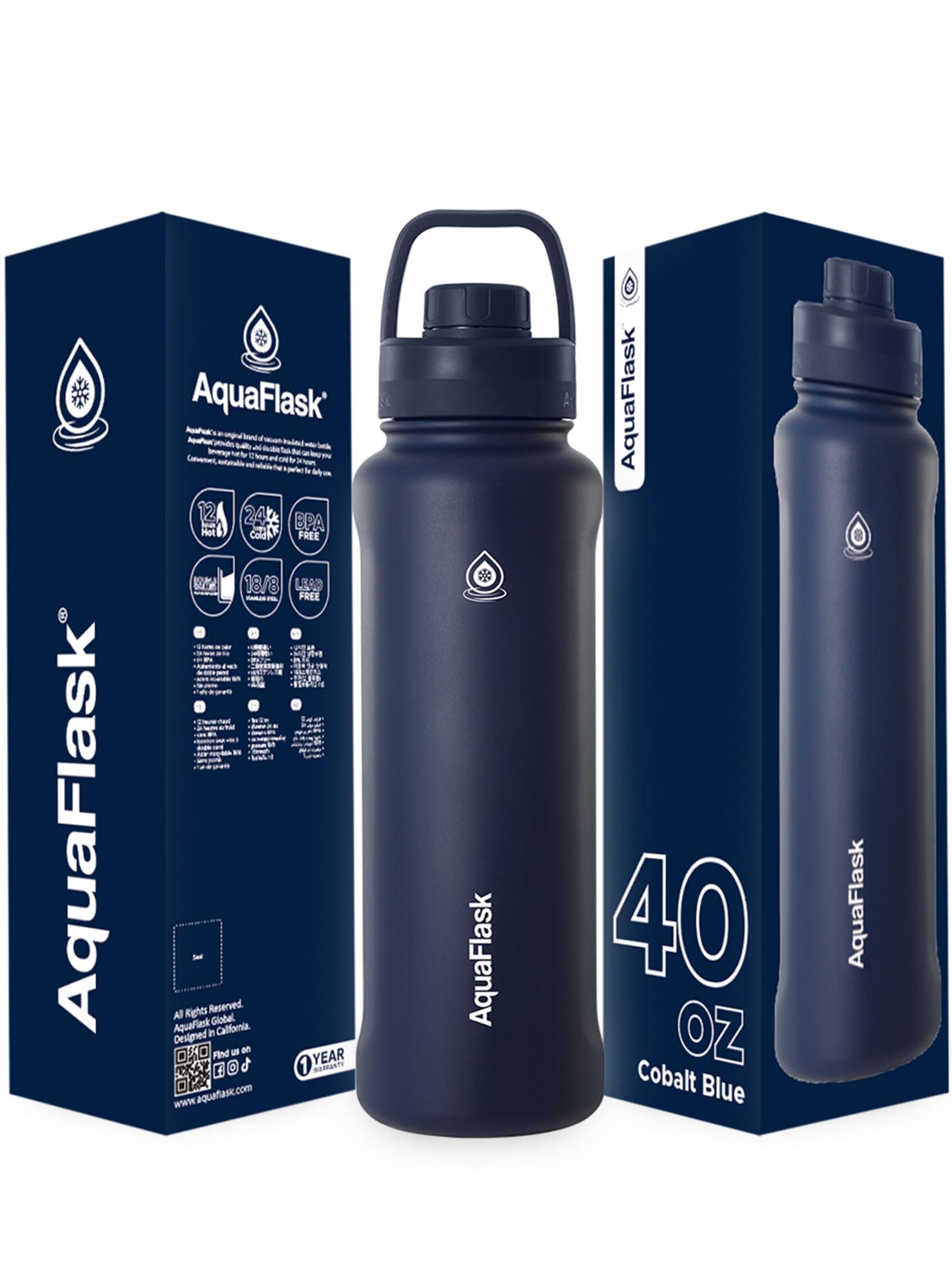 AquaFlask Láhev na vodu 'AquaFlask Termoláhev REGULAR+ 1,18l' – modrá