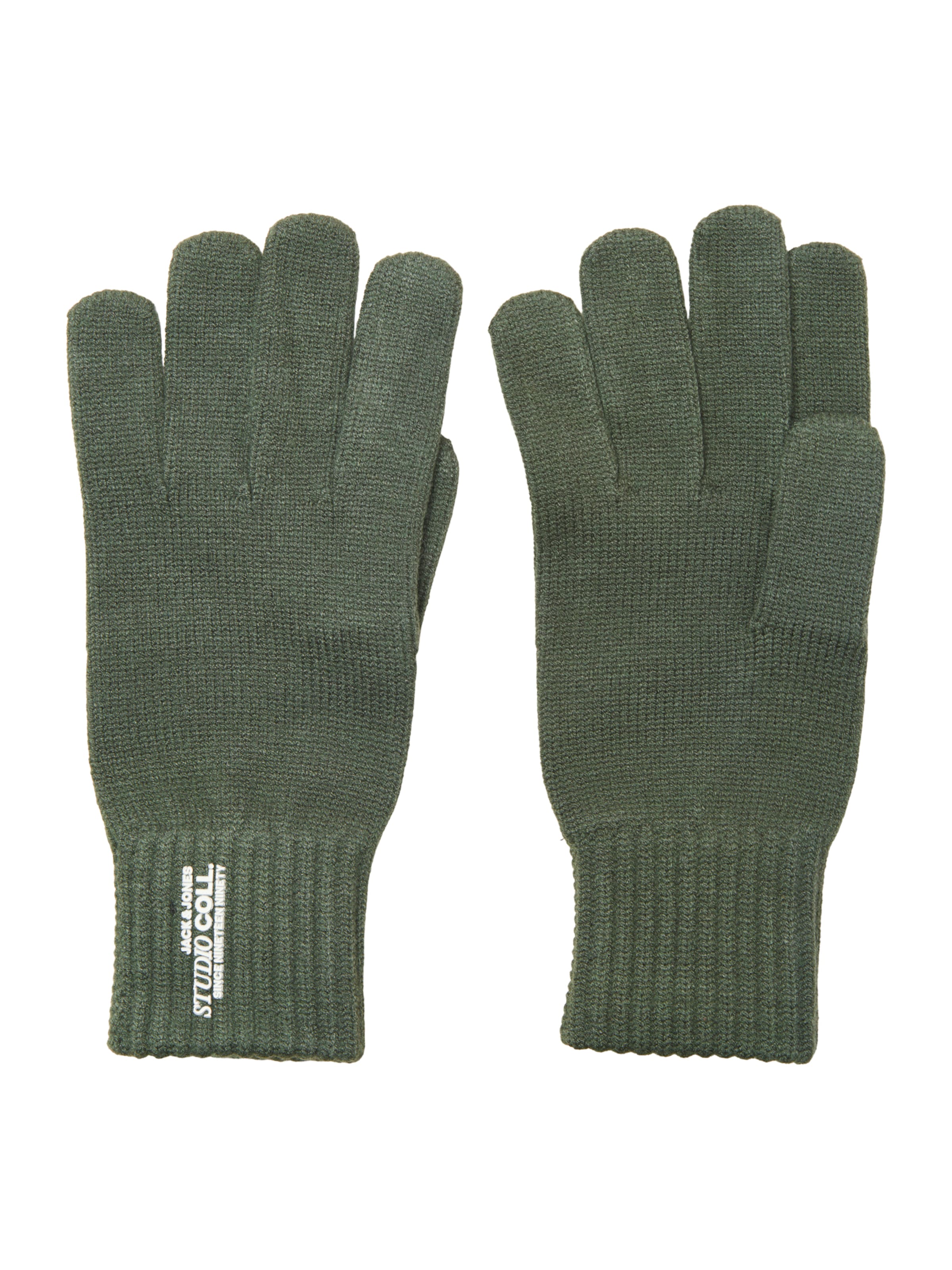 JACK & JONES Vingerhandschoenen 'CCOLL' in de kleur Donkergroen / Wit, Productweergave