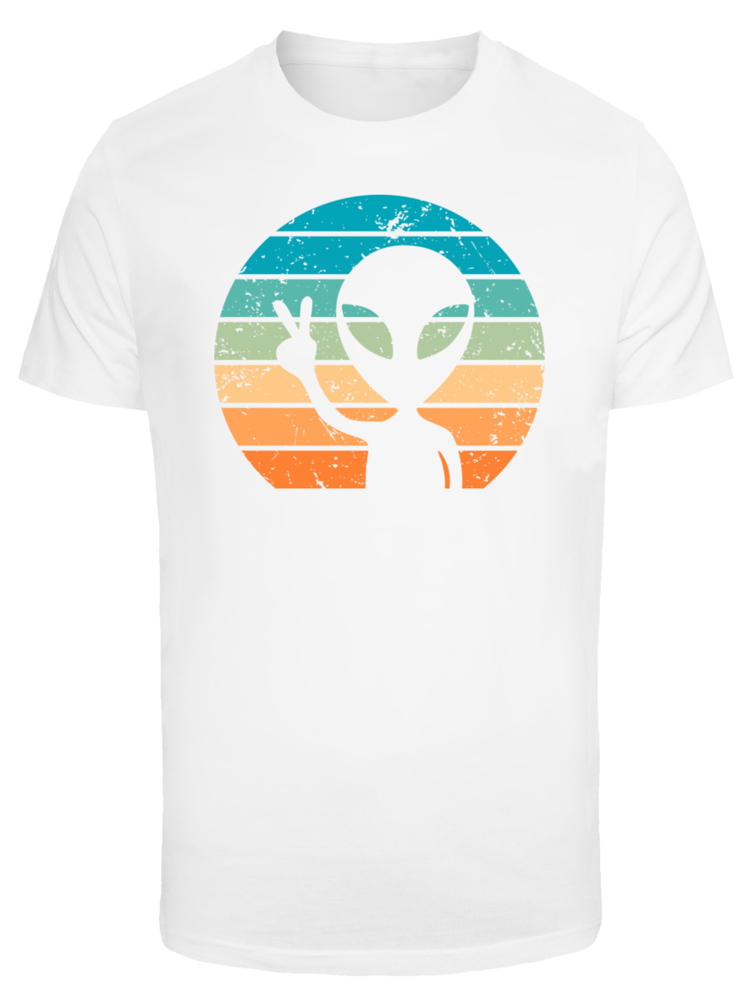 T-Shirt 'Alien Piece Sonnenuntergang' F4NT4STIC en blanc : devant