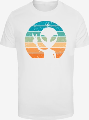 T-Shirt 'Alien Piece Sonnenuntergang' F4NT4STIC en blanc : devant