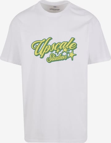 MT Upscale Majica 'Hotel Paradiso' | bela barva: sprednja stran