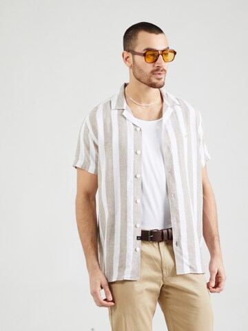 INDICODE JEANS Regular fit Button Up Shirt 'Carlui' in Beige: front