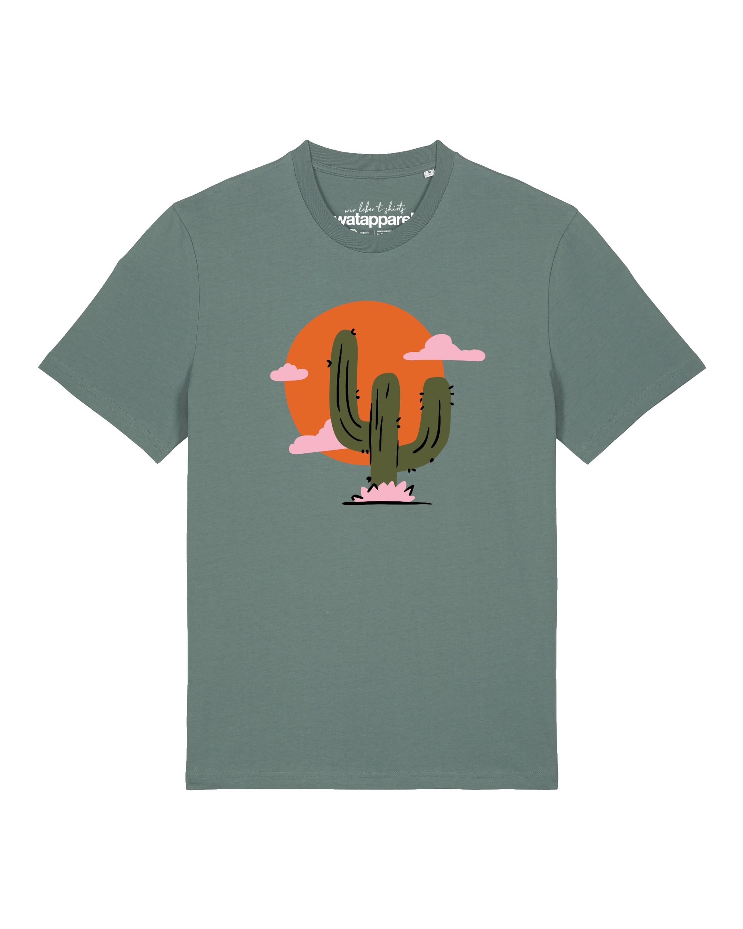 T-Shirt 'Kaktus Im Sonnenuntergang' Watapparel en vert : devant