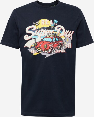 T-Shirt Superdry en bleu : devant