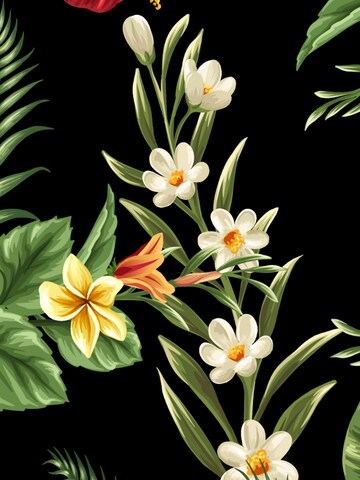 Hawaiihemdshop.de Regular fit Button Up Shirt 'Colourful Flowers' in Black