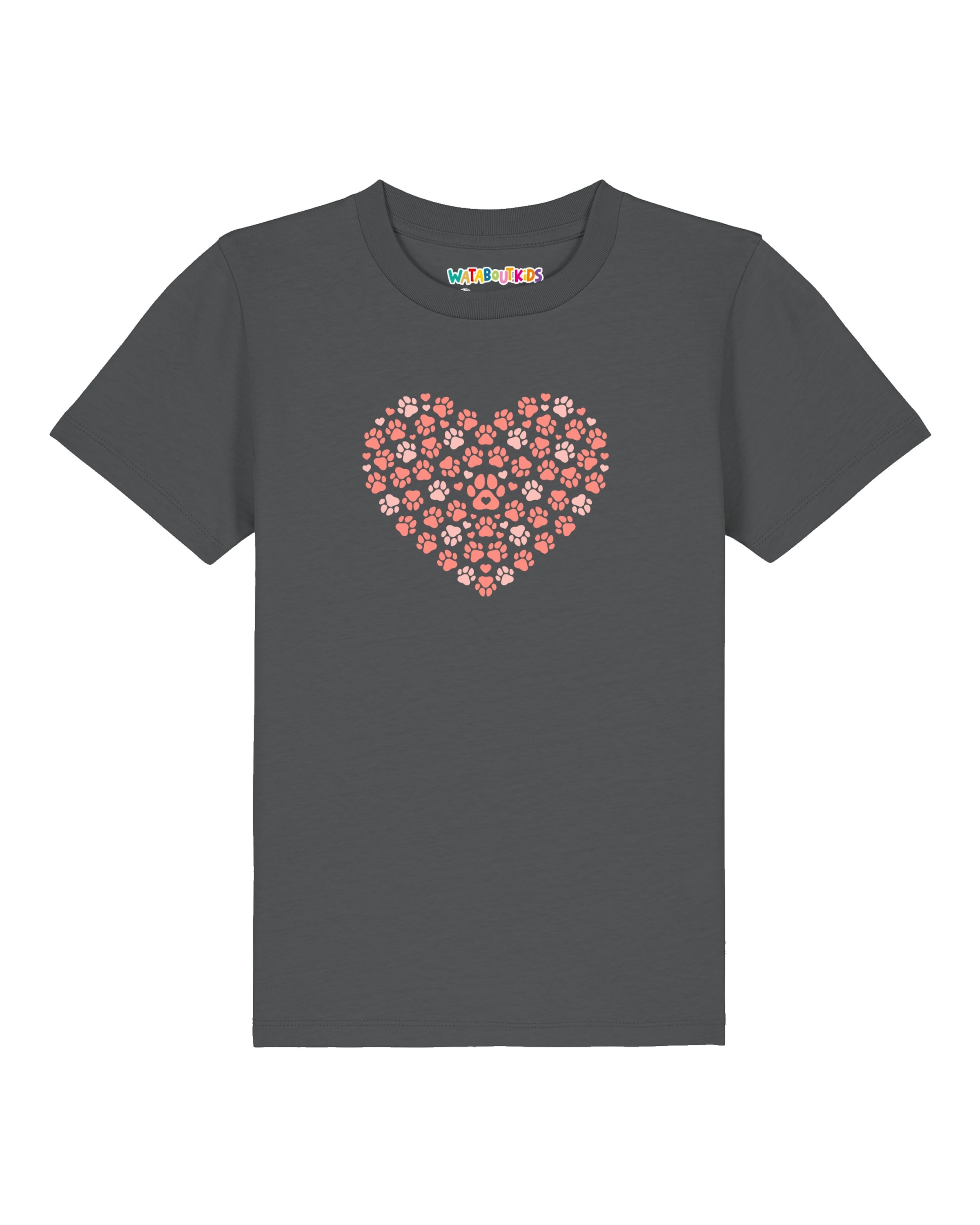 watabout.kids T-Shirt 'Pfotenliebe 02' in Grau: Vorderseite