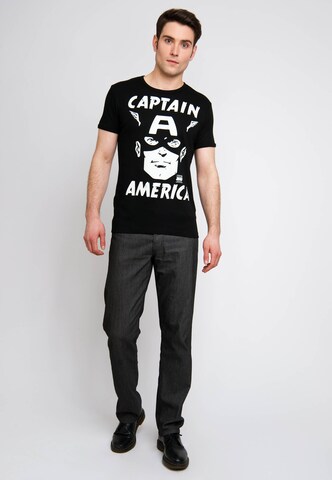 LOGOSHIRT Shirt 'Captain America' in Zwart