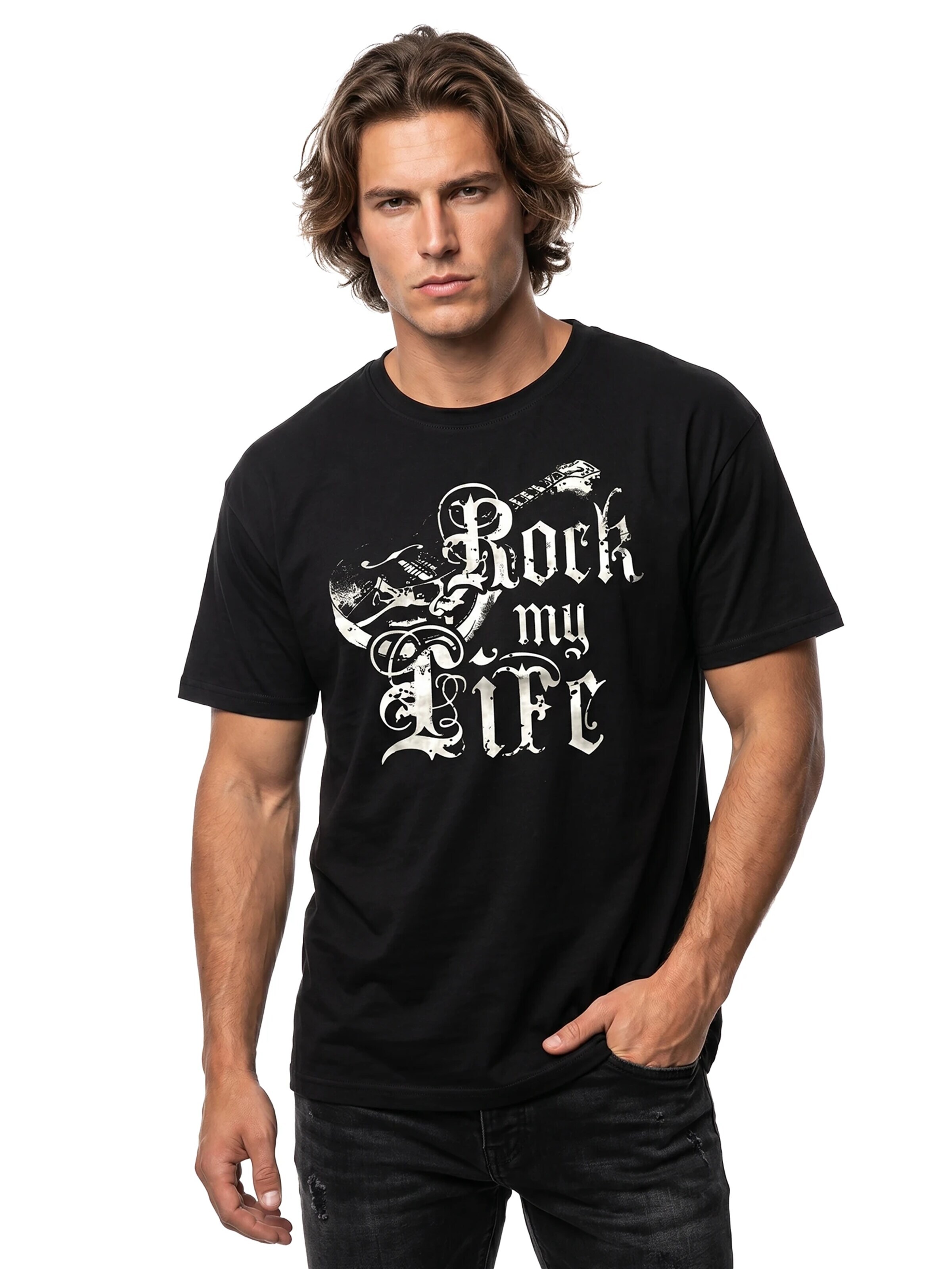 MAKAYA Shirt 'Rock my Life' in Black