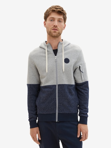 TOM TAILOR Zip-Up Hoodie in Grey: front