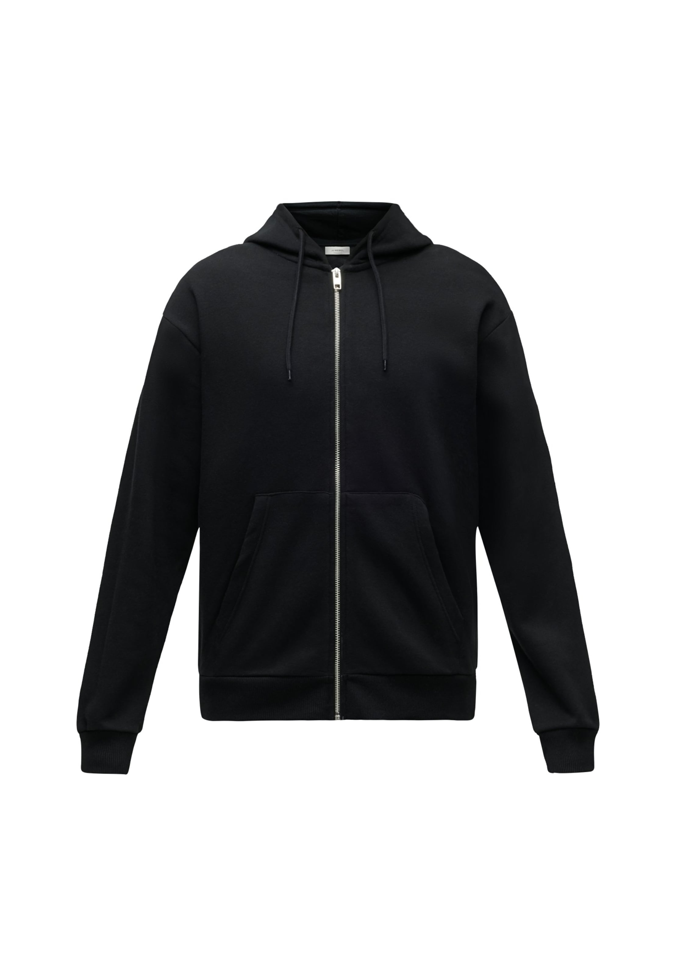 JJ Rebel - Sudadera con cremallera 'JREBCREST' en negro: frente