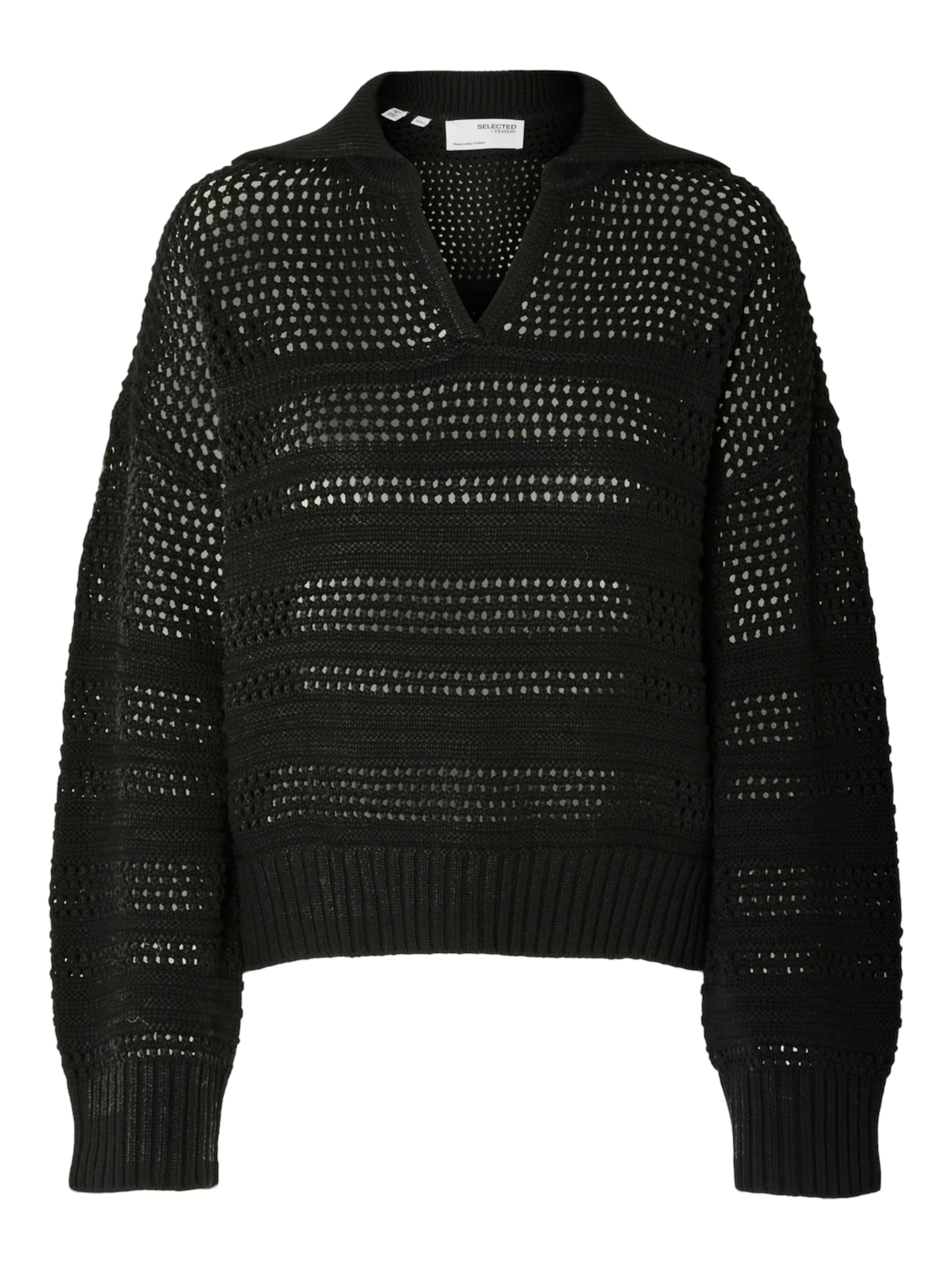 Pull-over 'Fina' SELECTED en noir : devant