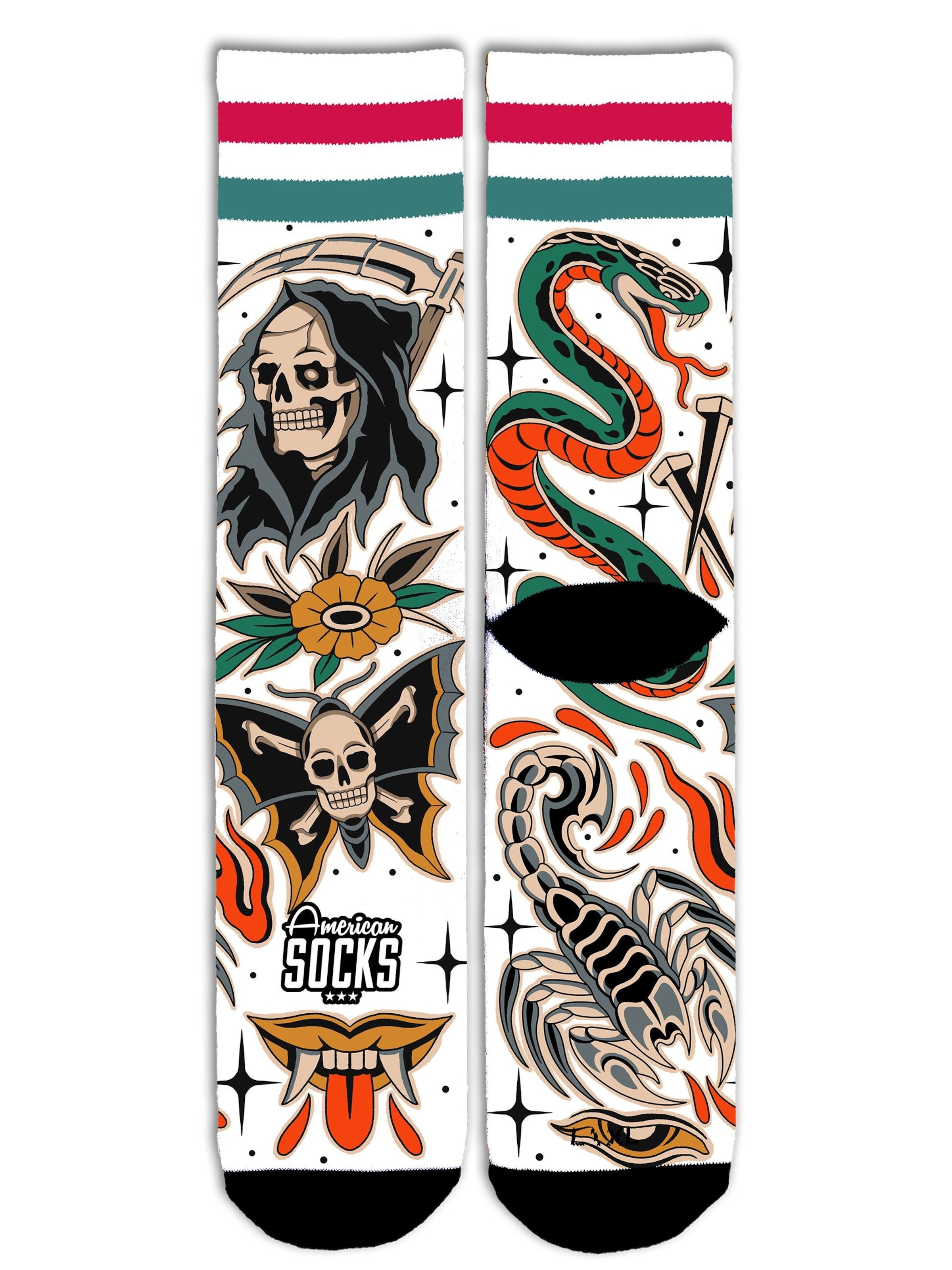 Chaussettes 'Death proof' American Socks en blanc : devant