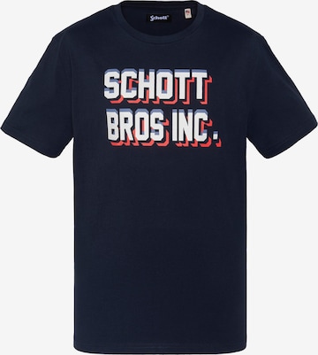 T-Shirt Schott NYC en bleu : devant