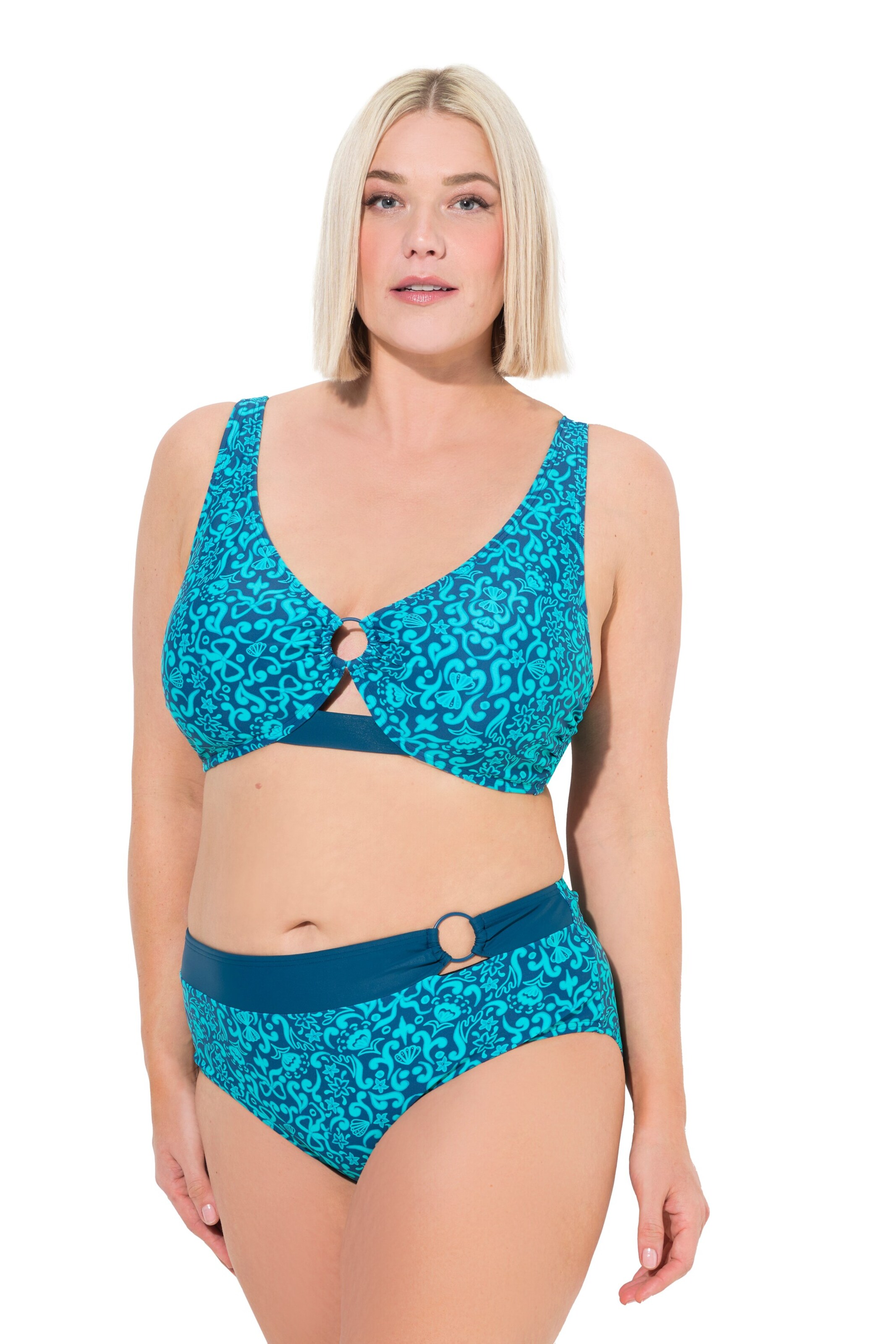 Ulla Popken Triangel Bikini in Blauw: voorkant