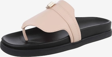 Ital-Design T-Bar Sandals in Beige: front