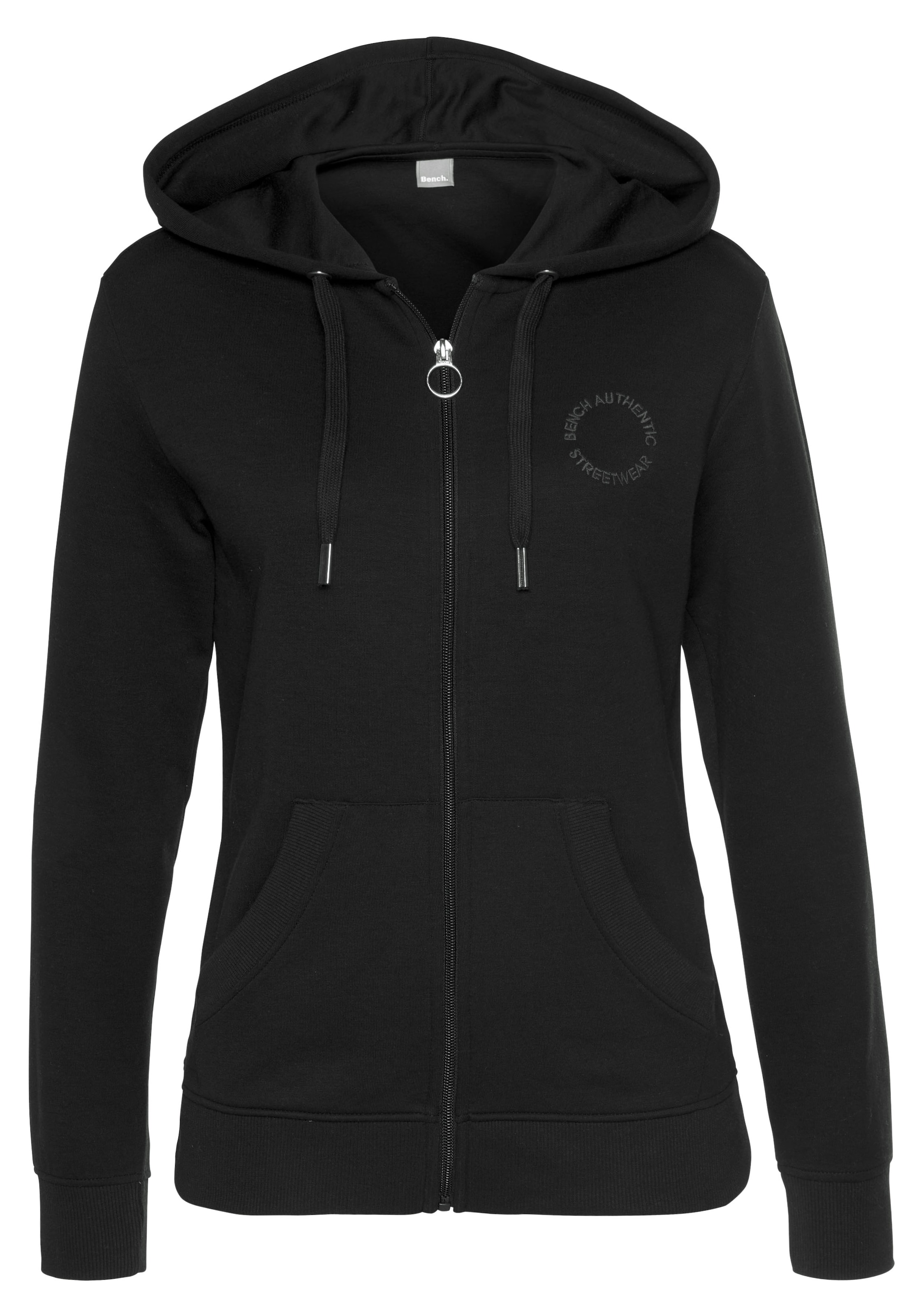 BENCH Кофта на молнии в Черный: спереди