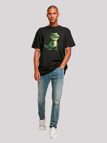 F4NT4STIC Shirt 'Süßer Grüner Dino' in Zwart