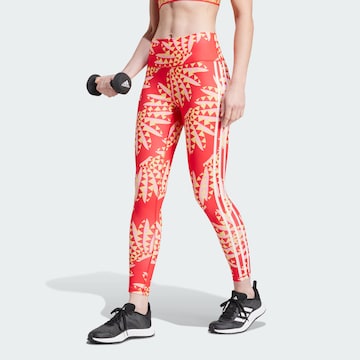 ADIDAS PERFORMANCE Skinny Workout Pants 'FARM Rio' in Red: front