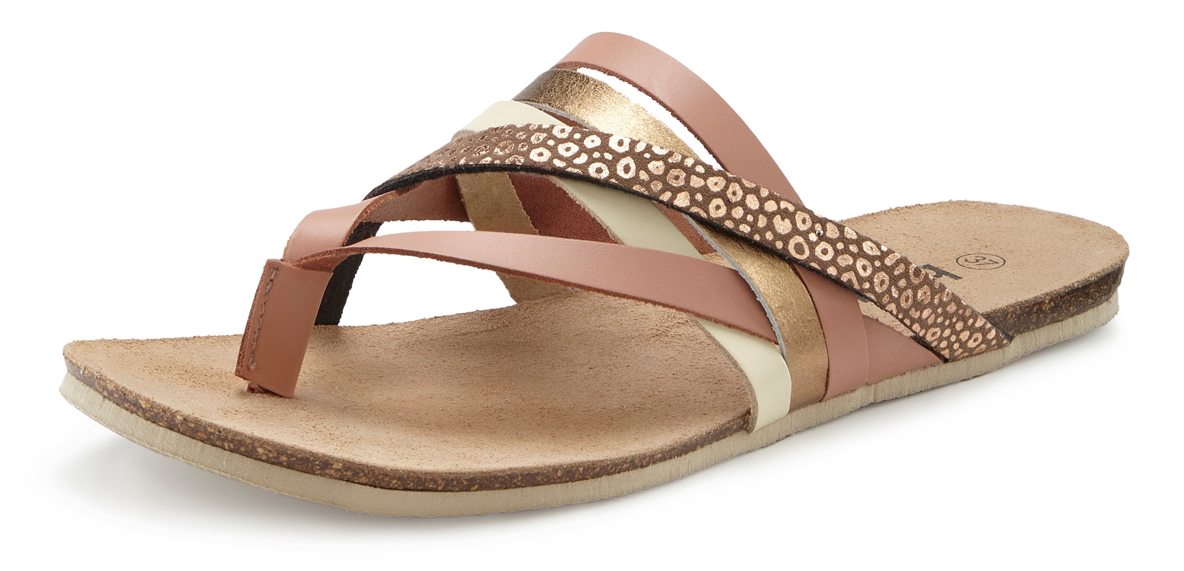 BEACH TIME T-Bar Sandals in Beige: front