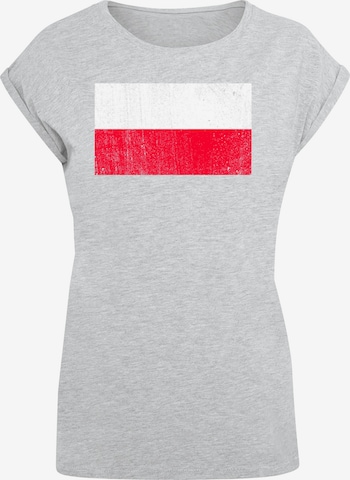 F4NT4STIC Shirt 'Poland Polen Flagge' in Grau: Vorderseite