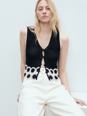 MANGO Gebreide bodywarmer 'Ton' in Zwart: voorkant