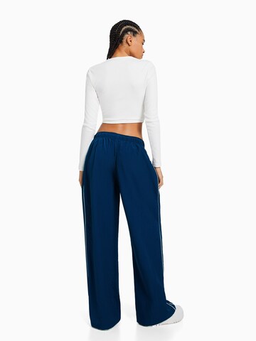 Bershka Wide leg Pants in Blue