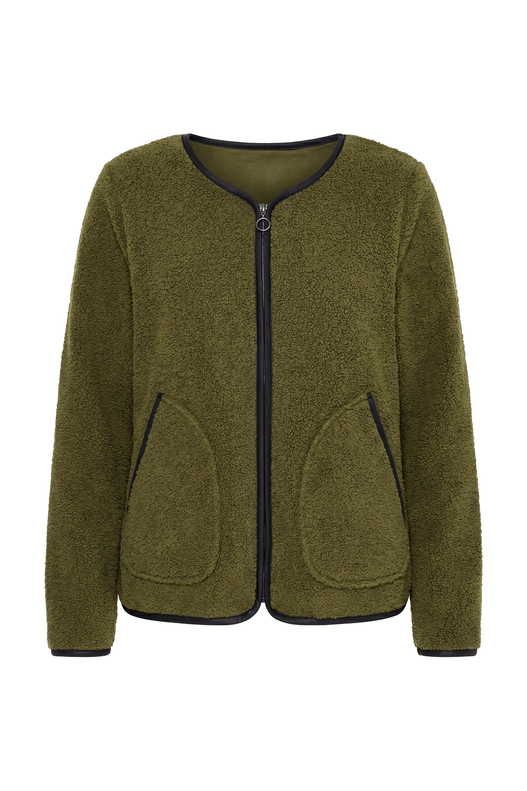 Ulla Popken Between-season jacket in M-L in Khaki / Black, Item view