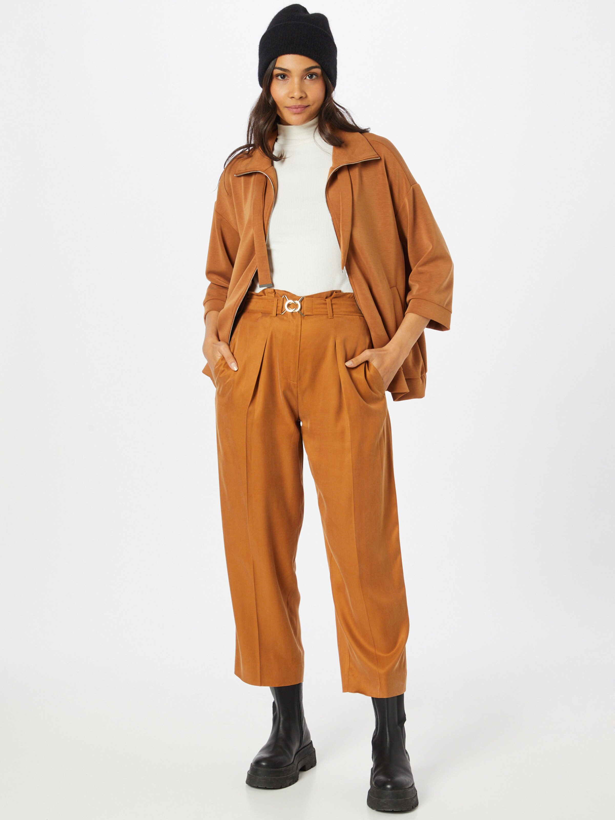 Frauen Große Größen COMMA Sweatjacke in Cognac - YR81855 Frauen Große Größen COMMA Sweatjacke in Cognac - YR81855