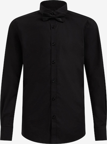 WE Fashion Button Up Shirt in Black: front