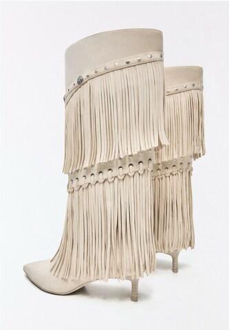 Bottes de cowboy Bershka en beige
