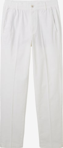 TOM TAILOR DENIM Tapered Pleated Pants in White: front