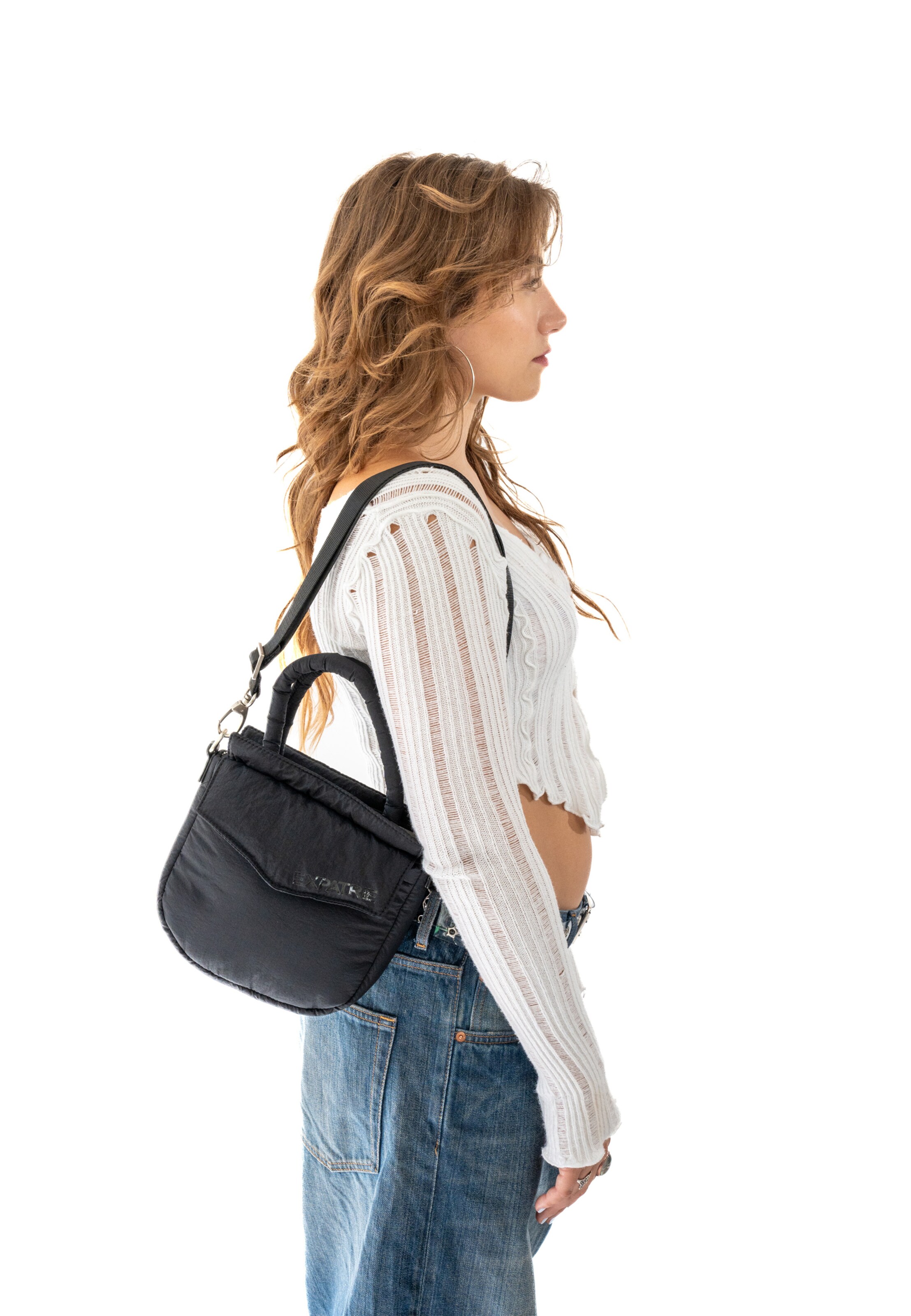 Borsa a mano 'Poppy Small' di Expatrié in nero: frontale