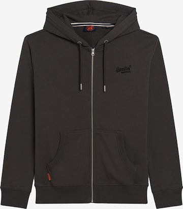 Superdry Zip-Up Hoodie in Black: front