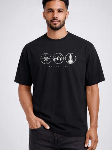 Neverless Shirt 'Outdoor Kompass' in Black