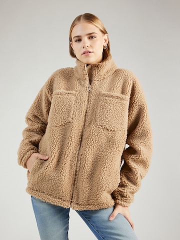 Champion Authentic Athletic Apparel Fleece jas in Bruin: voorkant