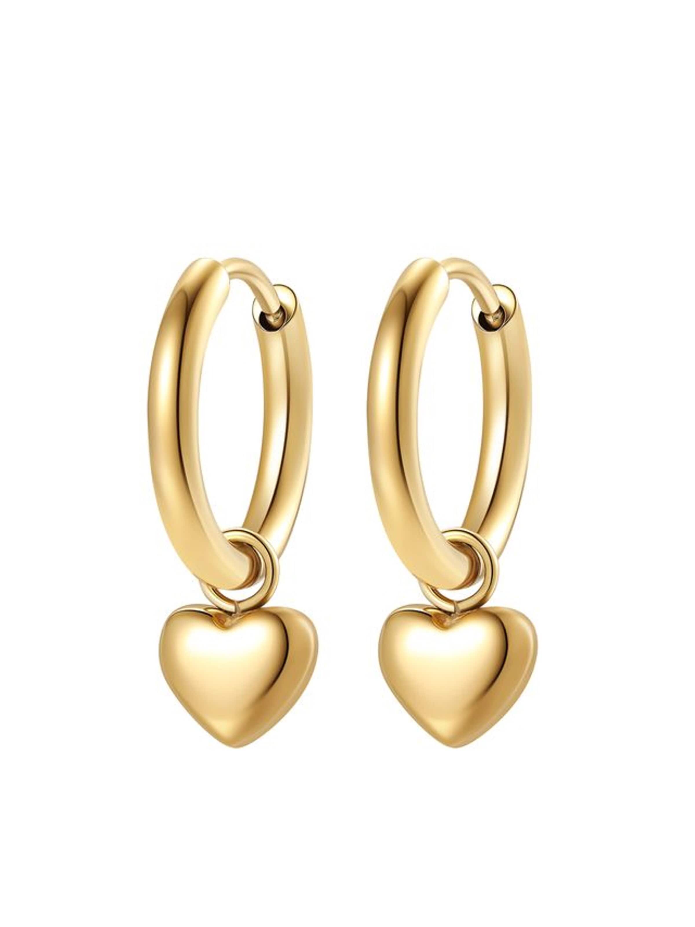 Hey Happiness Earrings 'Heart Beat' in Gold: front