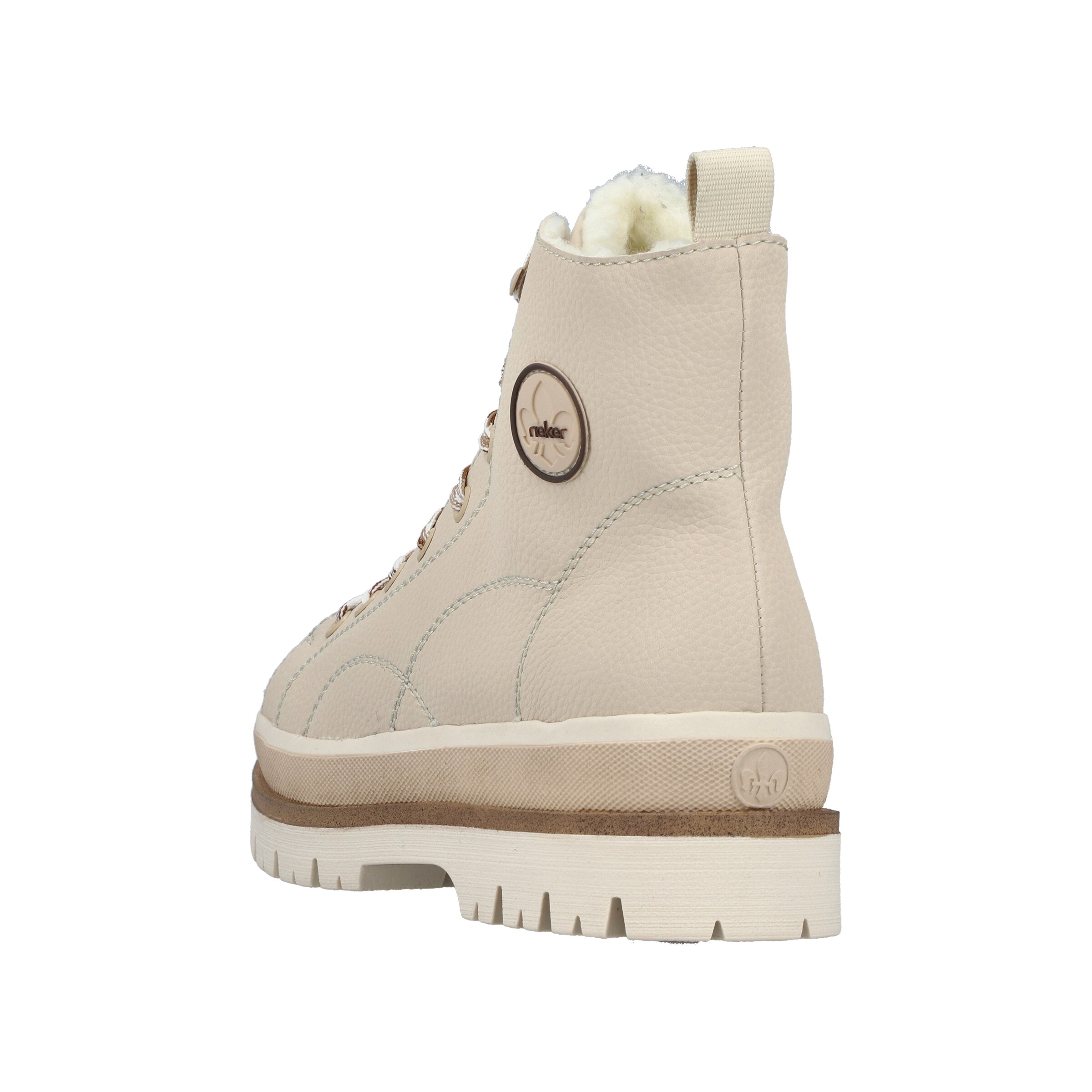 Rieker Lace-Up Ankle Boots in Beige
