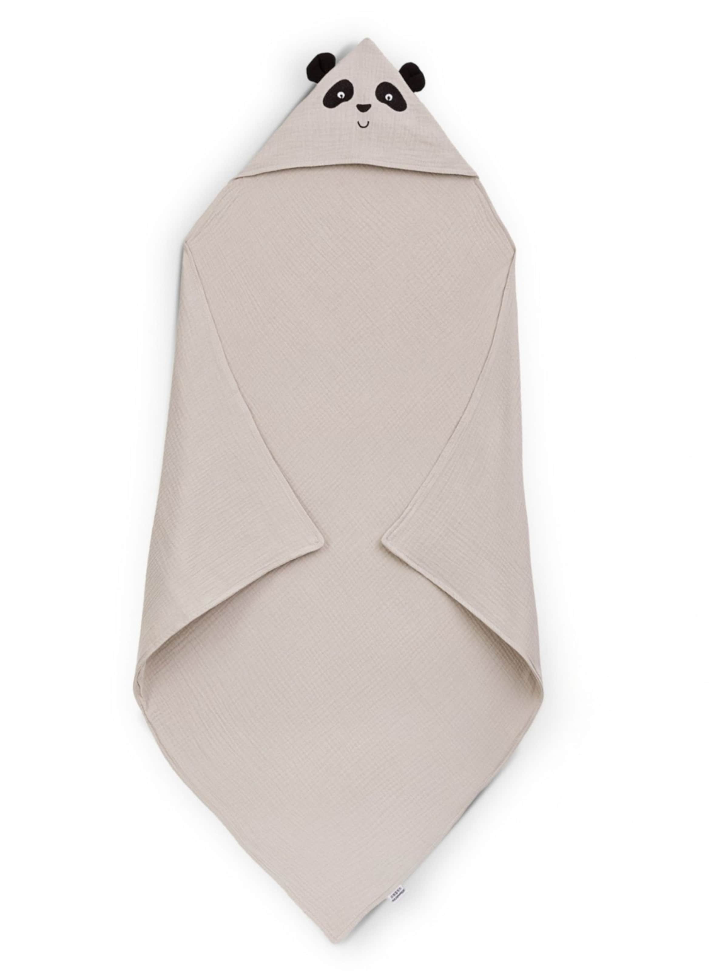 Räuberella Bademantel 'Kapuzenhandtuch Panda Mint / Blue / Beige'‌‌‌ in Beige: Vorderseite