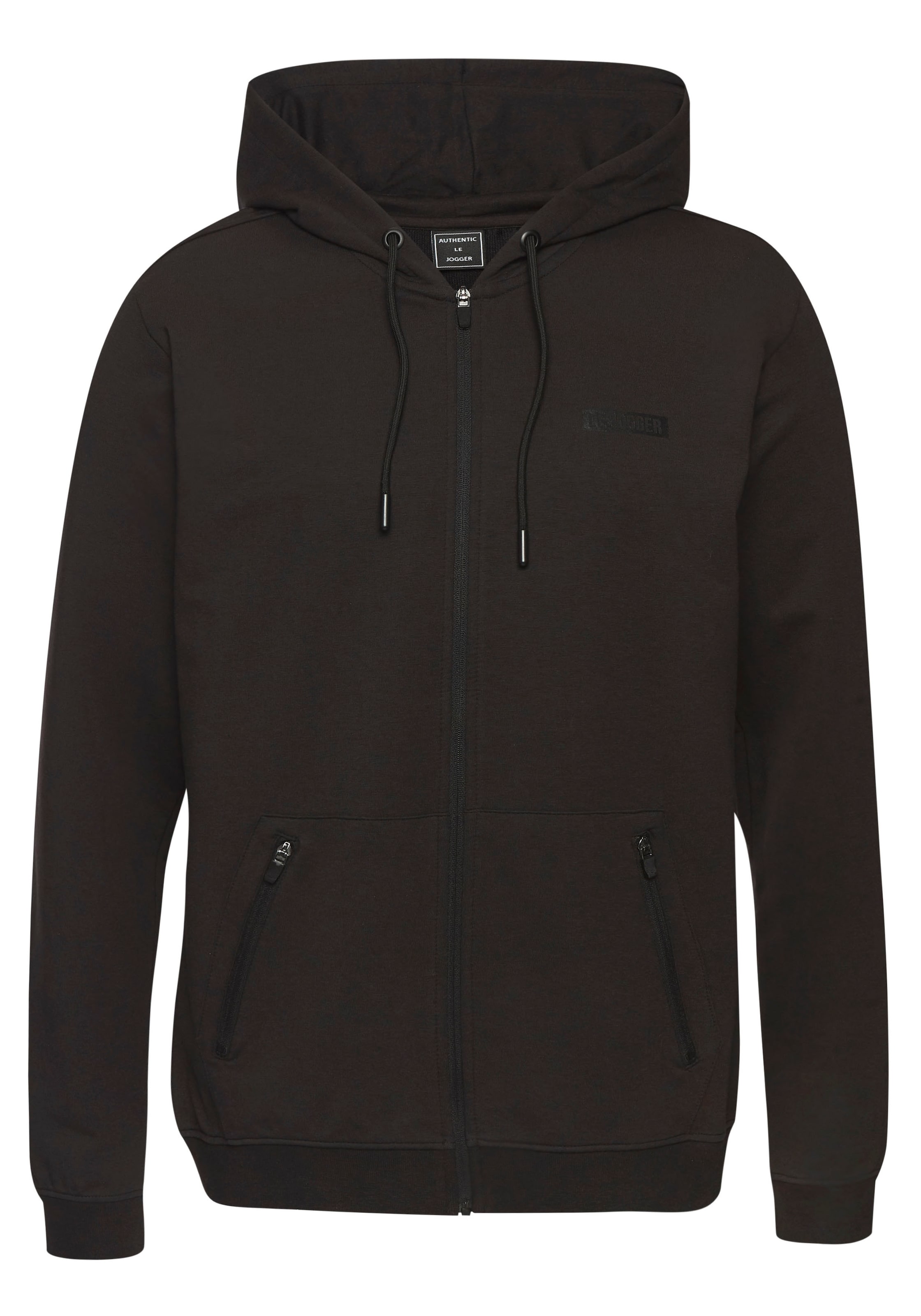 Authentic Le Jogger Sweatjacke in Schwarz: Vorderseite