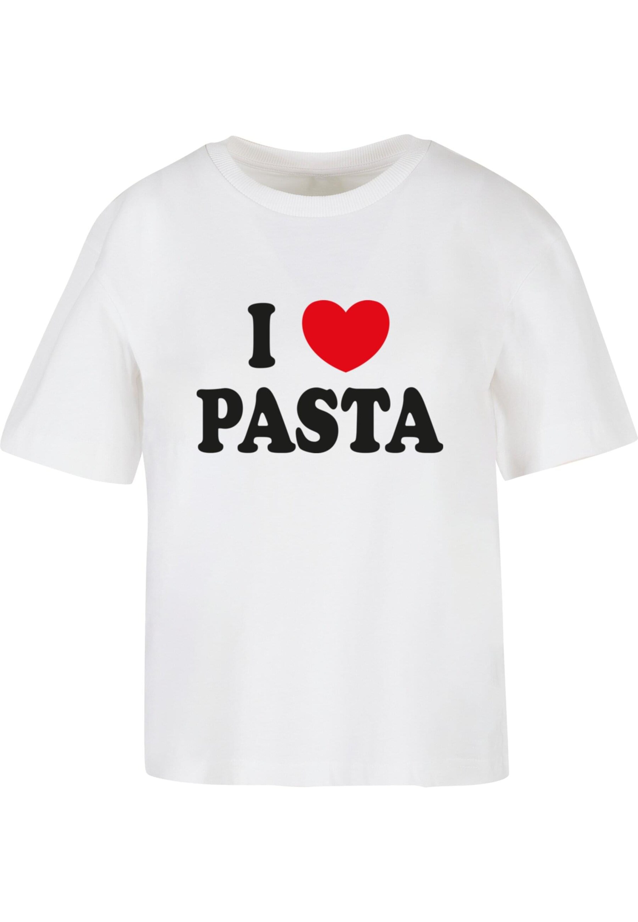 Miss Tee T-Shirt 'Pasta Love' in rot / schwarz / weiß, Produktansicht