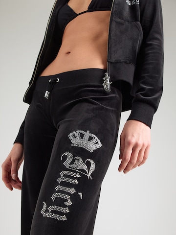 Juicy CoutureWide Leg/ Široke nogavice Hlače 'Gothic Crown' - crna boja