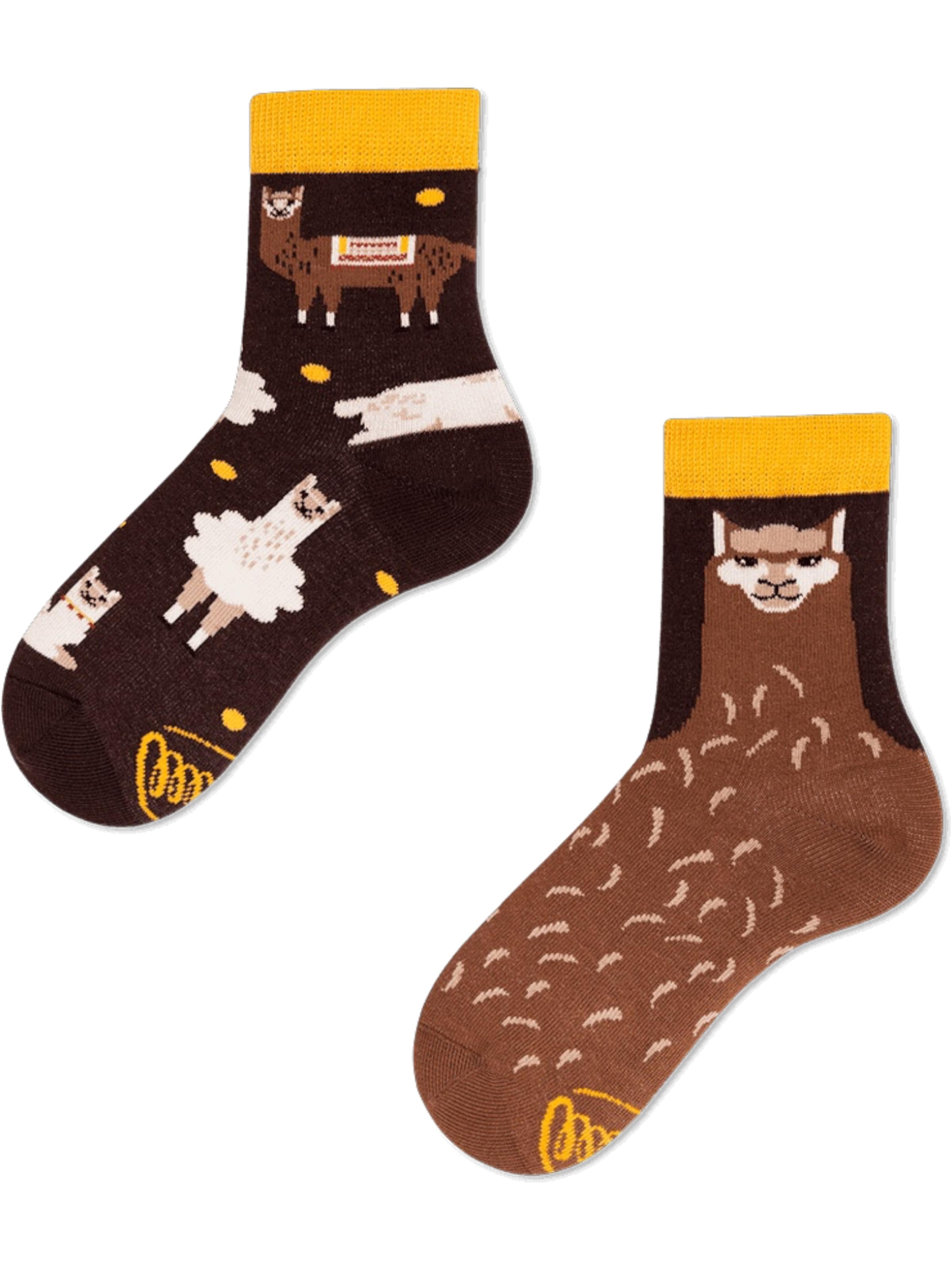 Many Mornings Socks 'Fluffy Alpaka' in Brown: front
