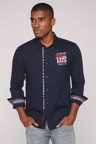 CAMP DAVID Regular fit Button Up Shirt in Blue: front